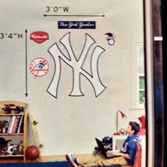 NY Yankees Logo Real Big Fathead - 3'4" High X 3'0" Wide - Blue, White, Red - Picture 3 of 6